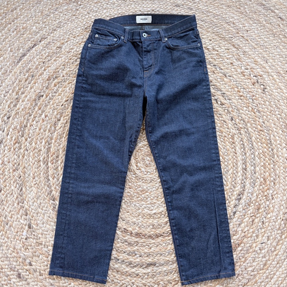 Baldwin Jeans Women Sz 31 Henley‎ Nelson Straight Dark Blue Jeans USA KC